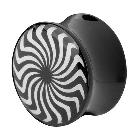 Flesh Plug Double Flared Schwarz Swirl Wirbel