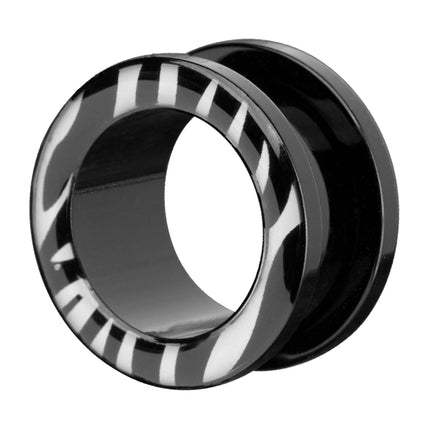 Flesh Tunnel Schwarz Zebra Streifen Style