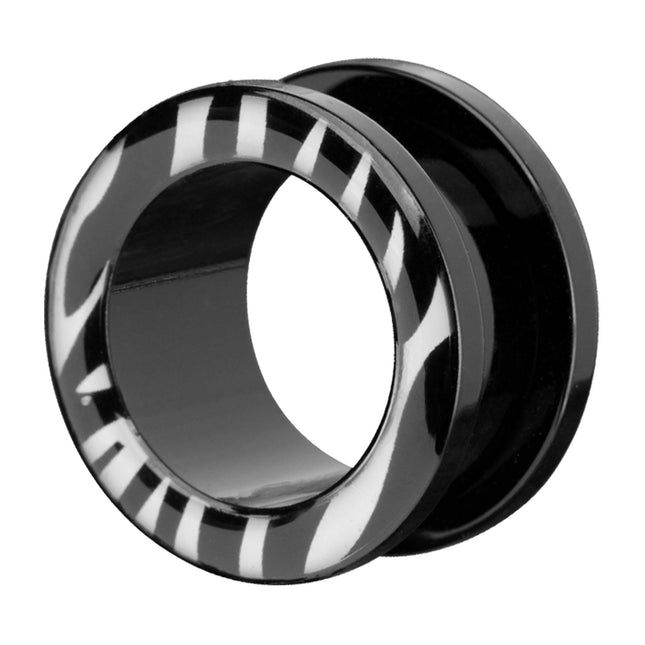Flesh Tunnel Schwarz Zebra Streifen Style