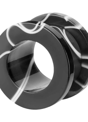 Flesh Screw Tunnel Black &amp; White - Marble Look 