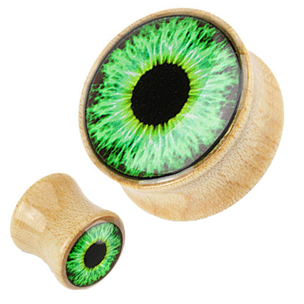 Flesh Ahorn Holz Ohr Plug grünes Auge