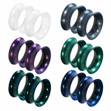 Flesh Ohr Silikon Tunnel Piercing Plug extra flexibel Weich 1 Paar metallic glänzend