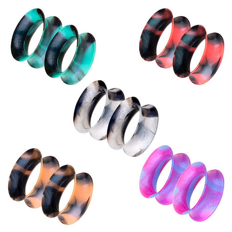 Flesh Ohr Silikon Tunnel Piercing Plugs extra flexibel Weich 1 Paar zweifarbig Schimmer