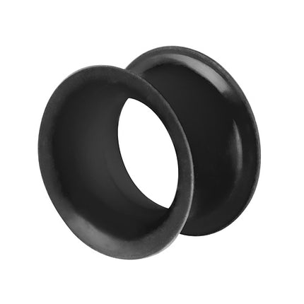 Silikon Flesh Tunnel dünner Rand - Schwarz