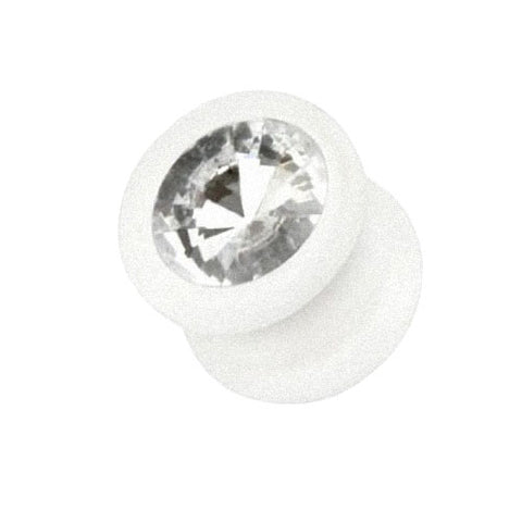 Silikon Flesh Ohr Plug Double Flared mit Kristall