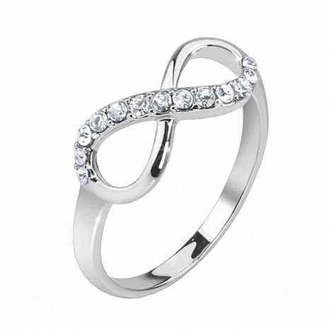 Damenring Zirkonia Kristall Strass Infinity Unendlichkeit silbern