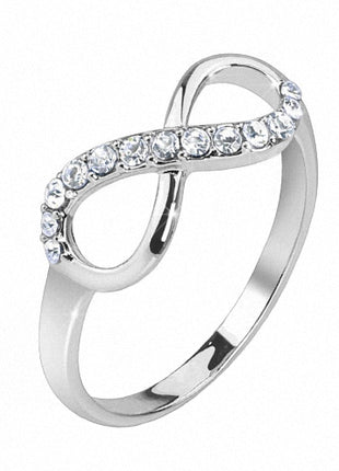 Damenring Zirkonia Kristall Strass Infinity Unendlichkeit silbern