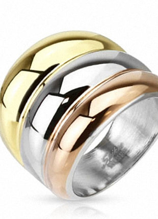 Damen Schmuck Ring Tricolor Dreifarbig poliert