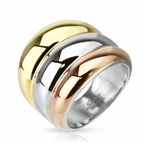 Damen Schmuck Ring Tricolor Dreifarbig poliert