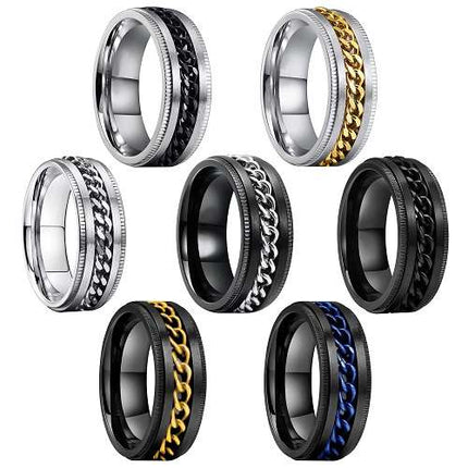 Edelstahl Ring Spinner Spinning Drehring bewegliche Kette Partner Fingerring