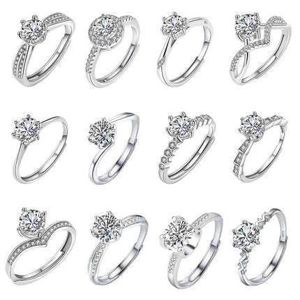 Damenring Herz Fingerring silbern Zirkonia Kristalle verstellbar Verlobungsring