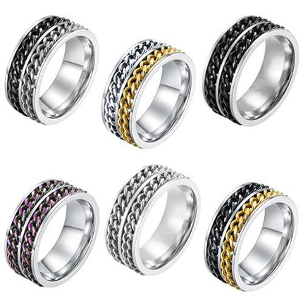 Fingerring Spinner Ring Biker Doppelketten Anti Stress Meditationsring