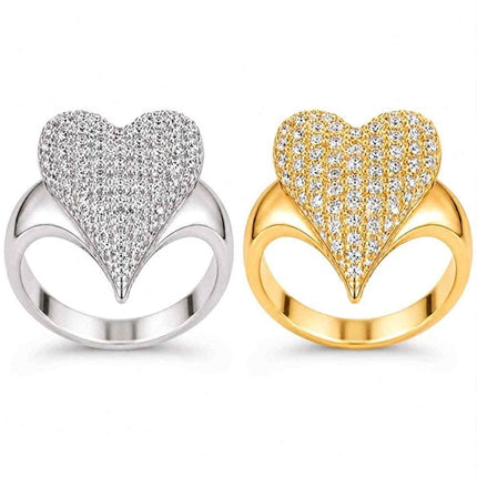 Damen Ring Herz Zirkonia Edelstahl Herzring Schmuck Fingerring