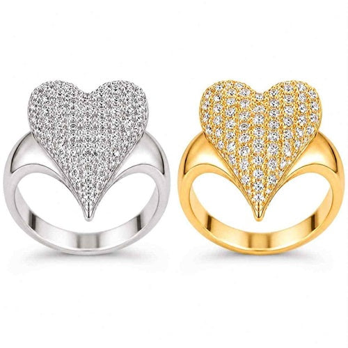 Damen Ring Herz Zirkonia Edelstahl Herzring Schmuck Fingerring