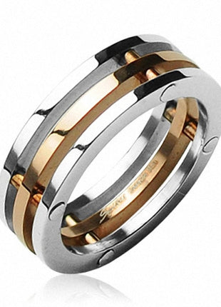 Edelstahl Schmuck Ring 3-teilig Rosegold