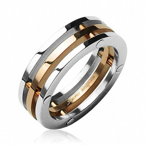 Edelstahl Schmuck Ring 3-teilig Rosegold