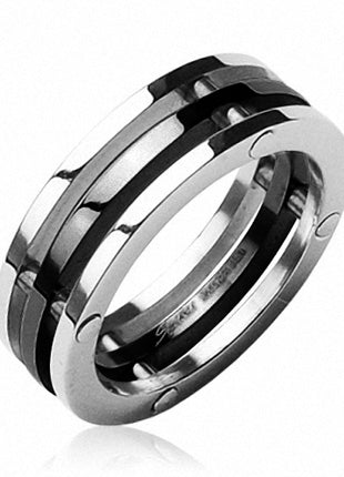 Edelstahl Schmuck Ring 3-teilig Schwarz