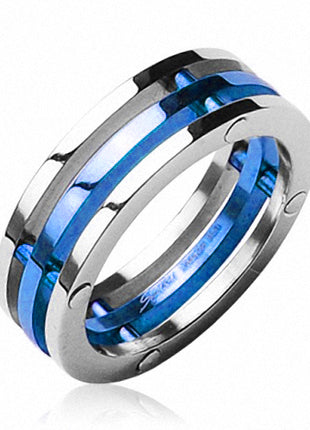 Edelstahl Schmuck Ring 3-teilig Blau