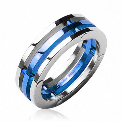 Edelstahl Schmuck Ring 3-teilig Blau