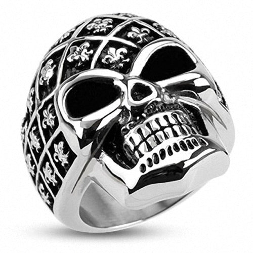 Edelstahl Biker Totenkopf Skull Helm Ring