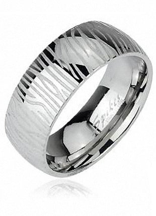 Edelstahl Band Ring Silber Farben Zebra Style Gravur