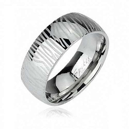 Edelstahl Band Ring Silber Farben Zebra Style Gravur