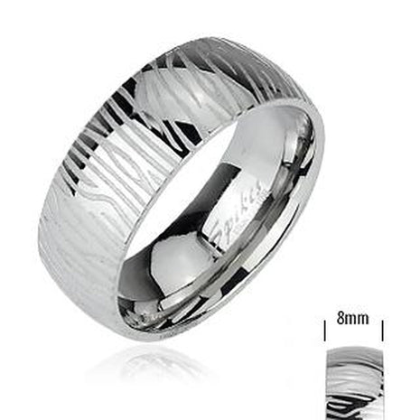 Edelstahl Band Ring Silber Farben Zebra Style Gravur