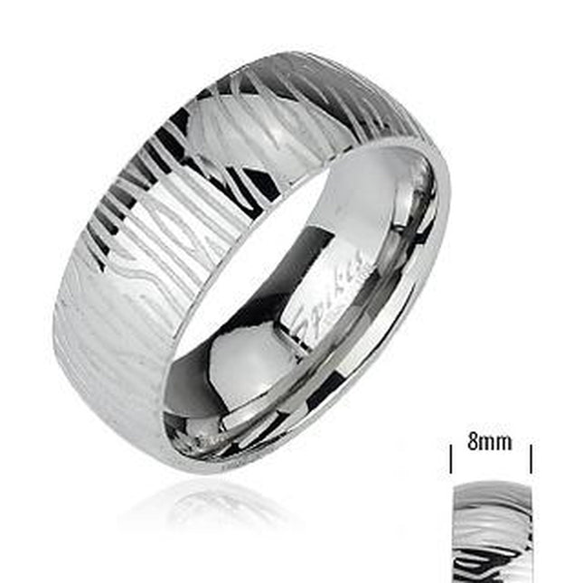 Edelstahl Band Ring Silber Farben Zebra Style Gravur