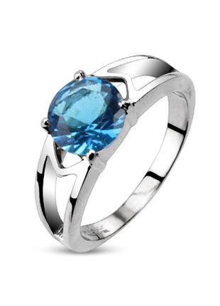 Damen Schmuck Ring poliert mit Zirkonia Kristall Aqua