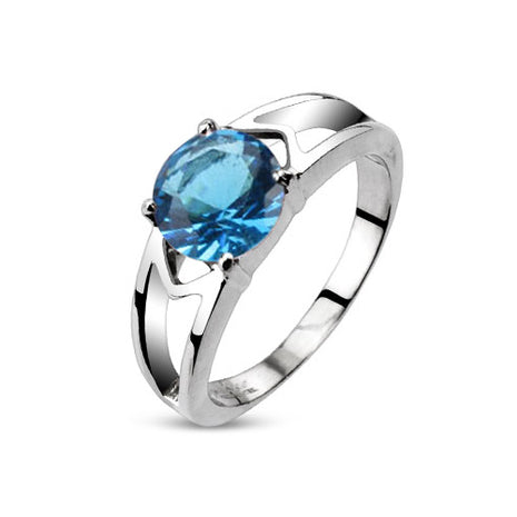 Damen Schmuck Ring poliert mit Zirkonia Kristall Aqua