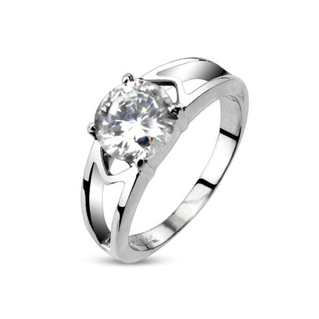 Damen Schmuck Ring poliert mit Zirkonia Kristall Clear