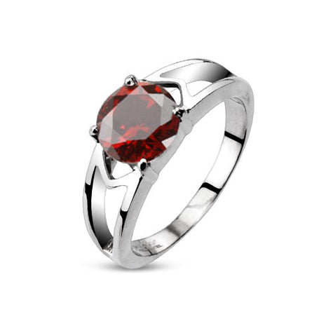 Damen Schmuck Ring poliert mit Zirkonia Kristall Rot