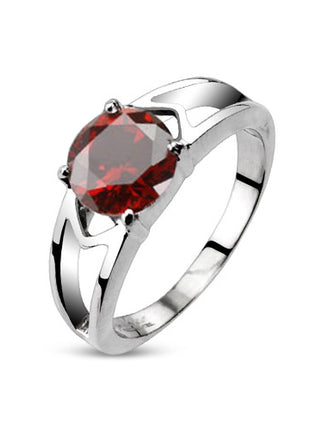 Damen Schmuck Ring poliert mit Zirkonia Kristall Rot