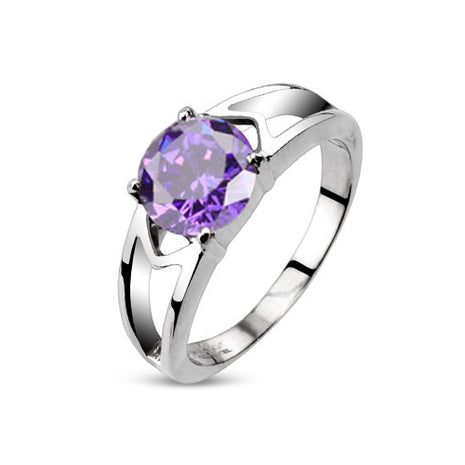 Damen Schmuck Ring poliert mit Zirkonia Kristall Violett