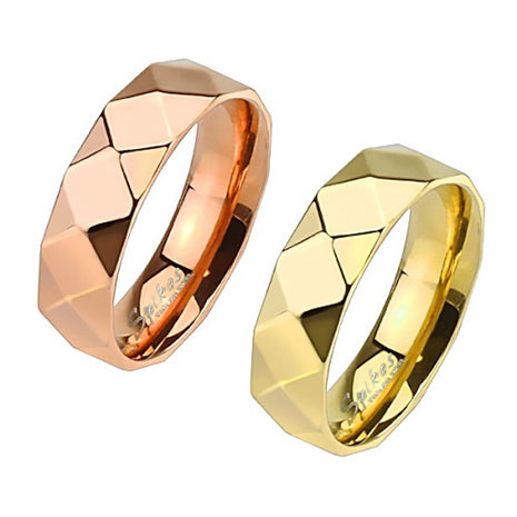 Men's &amp; Women's Stainless Steel Ring Engagement Ring Polished Multi Prisms 