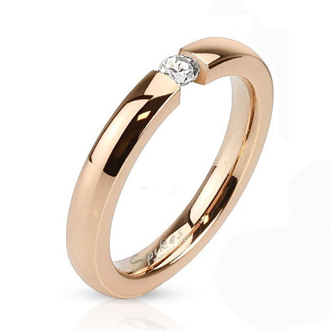 Damen Designer Ring Verlobungsring Rosegold mit Kristall