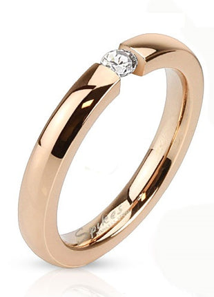 Damen Designer Ring Verlobungsring Rosegold mit Kristall