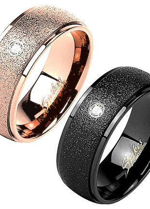 Herren & Damen Paar Ring Verlobungsring sandgestrahlt Diamantoptik Kristall