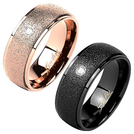 Herren & Damen Paar Ring Verlobungsring sandgestrahlt Diamantoptik Kristall