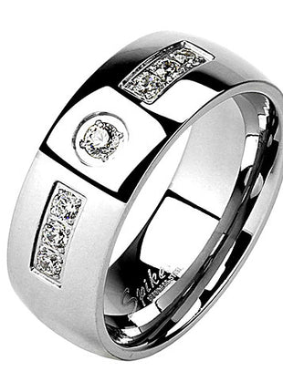 Partnerring Liebesring Edelstahl Ring mit Zirkonia Kristall