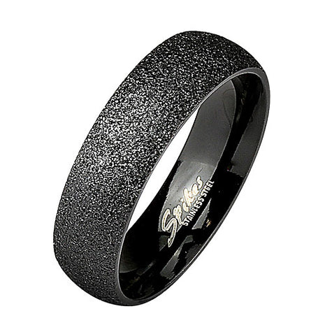 Herren & Damen Ring Partnerring Schwarz sandgestrahlt Diamantoptik