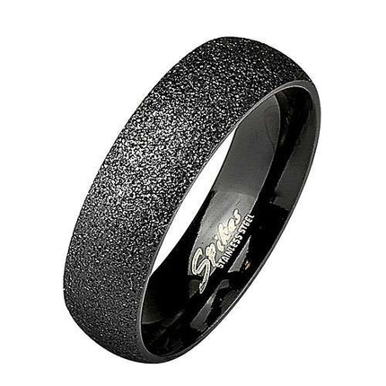 Herren & Damen Ring Partnerring Schwarz sandgestrahlt Diamantoptik