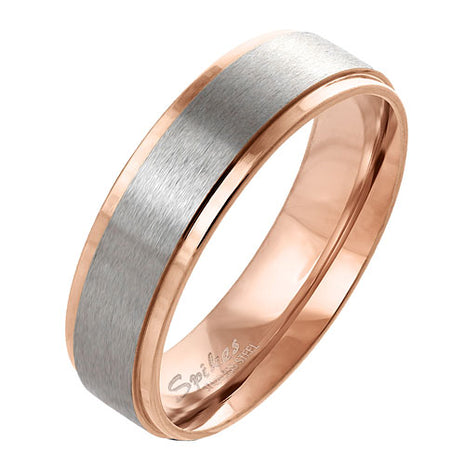 Herren & Damen Ring Partnerring Rosegold Edelstahl gebürstet