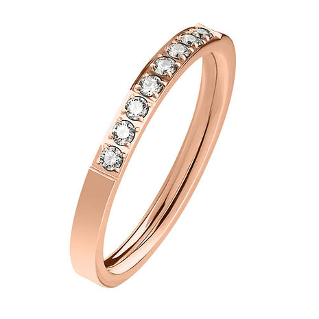 Damen Designer Ring Verlobungsring Ehering Rosegold IP mit Kristallen