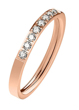 Damen Designer Ring Verlobungsring Ehering Rosegold IP mit Kristallen