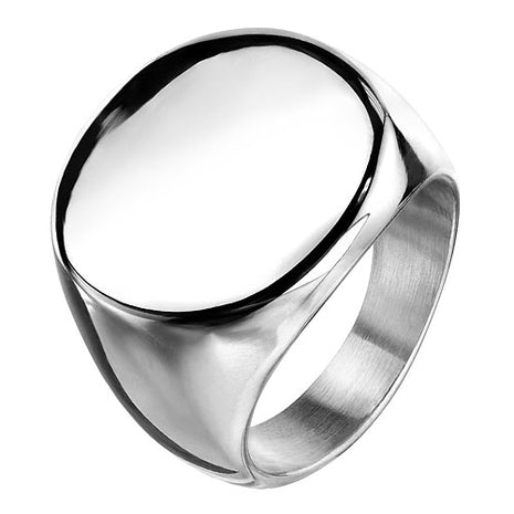 Herren Damen Biker Rocker Ring Runder Siegelring Edelstahl Silbern