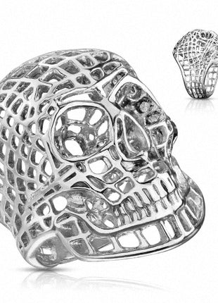 Men's Biker Rocker Ring Skull Stainless Steel Grid 