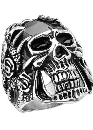 Biker Rocker Ring Totenkopf Totenschädel Maske in Klauen schwarz