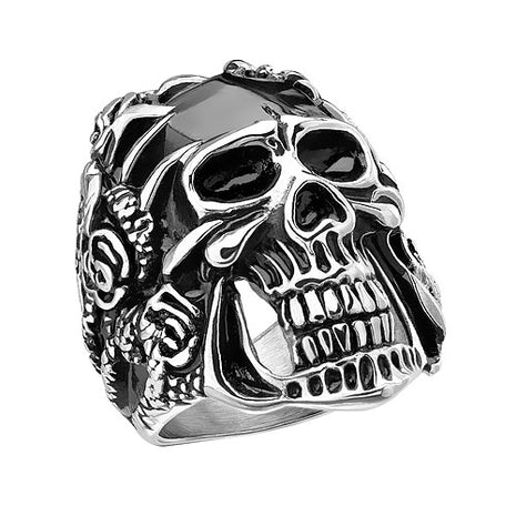 Biker Rocker Ring Totenkopf Totenschädel Maske in Klauen schwarz