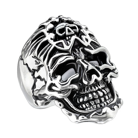 Biker Rocker Edelstahl Totenkopf Ring Totenschädel mit Bandana